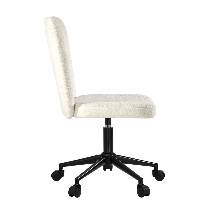 Oikiture High Back Armless Office Chair Boucle White & Black