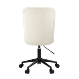 Oikiture High Back Armless Office Chair Boucle White&Black