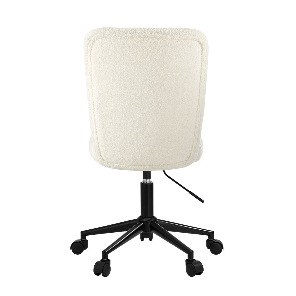 Oikiture High Back Armless Office Chair Boucle White&Black