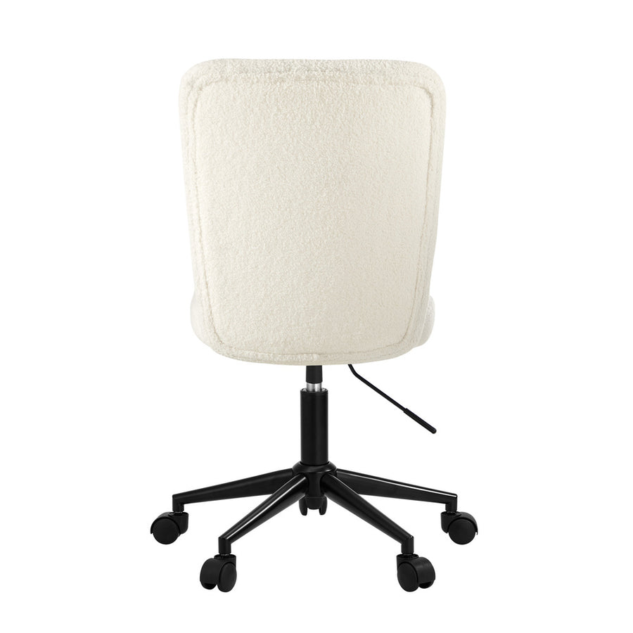 Oikiture High Back Armless Office Chair Boucle White & Black