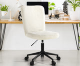 Oikiture High Back Armless Office Chair Boucle White&Black