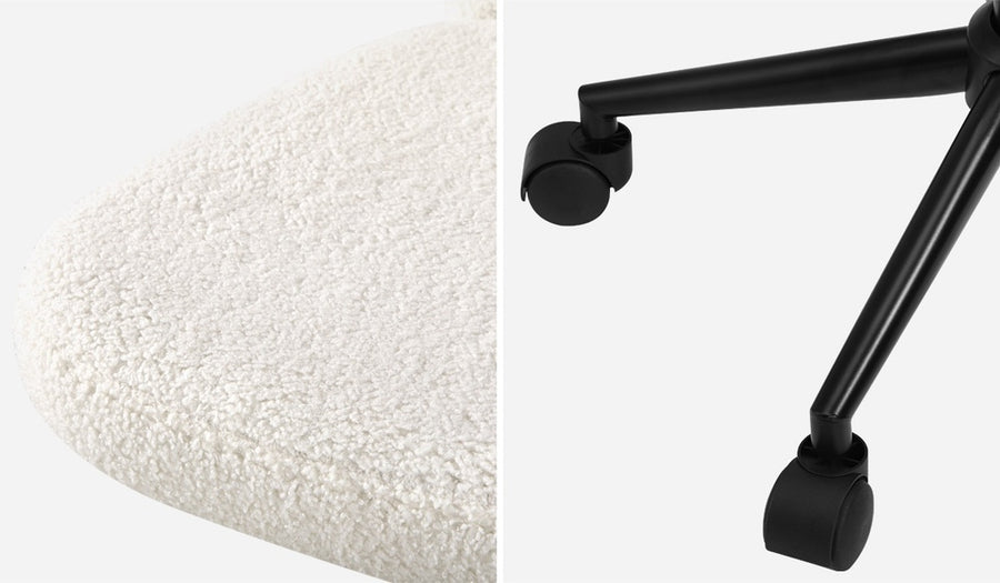 Oikiture High Back Armless Office Chair Boucle White & Black