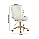 Oikiture Armless Home Office Chair Boucle White&Gold - 45-Degree Angle