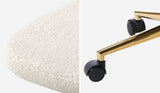 Oikiture Armless Home Office Chair Boucle White&Gold - Close-Up Angle