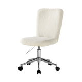 Oikiture High Back Armless Office Chair Boucle White&Silver