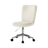 Oikiture High Back Armless Office Chair Boucle White&Silver