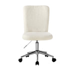 Oikiture High Back Armless Office Chair Boucle White&Silver, image 3