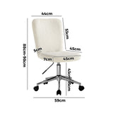 Oikiture High Back Armless Office Chair Boucle White&Silver