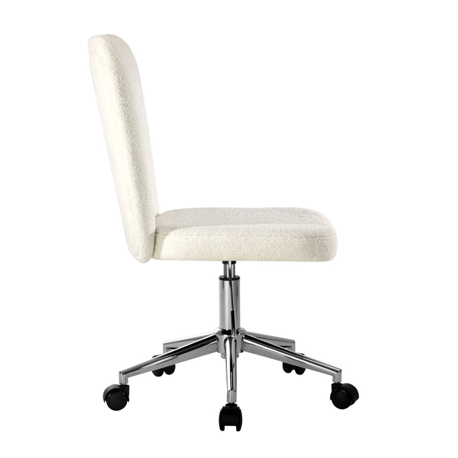 Oikiture High Back Armless Office Chair Boucle White&Silver, image 2