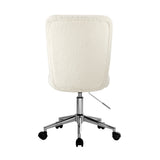Oikiture High Back Armless Office Chair Boucle White&Silver