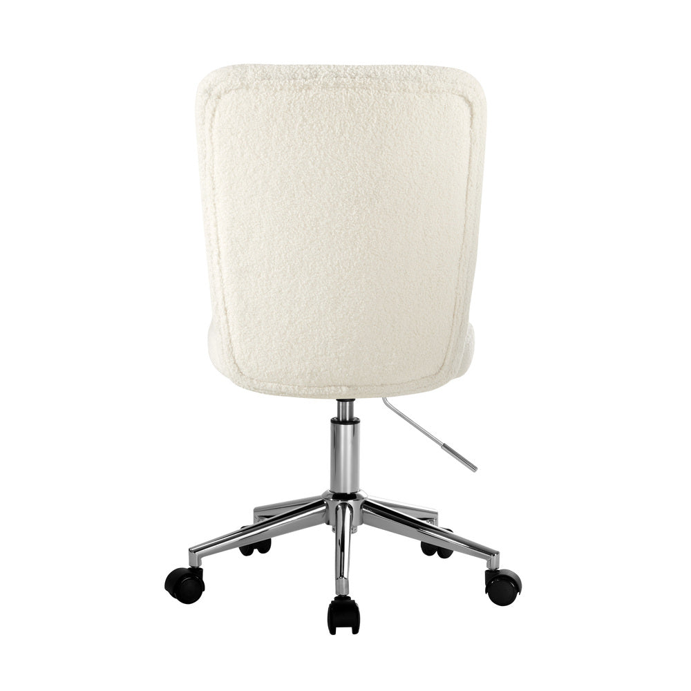 Oikiture High Back Armless Office Chair Boucle White&Silver