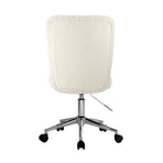 Oikiture High Back Armless Office Chair Boucle White&Silver, image 6