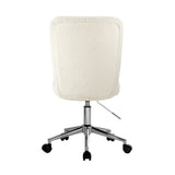 Oikiture High Back Armless Office Chair Boucle White&Silver - Rear View