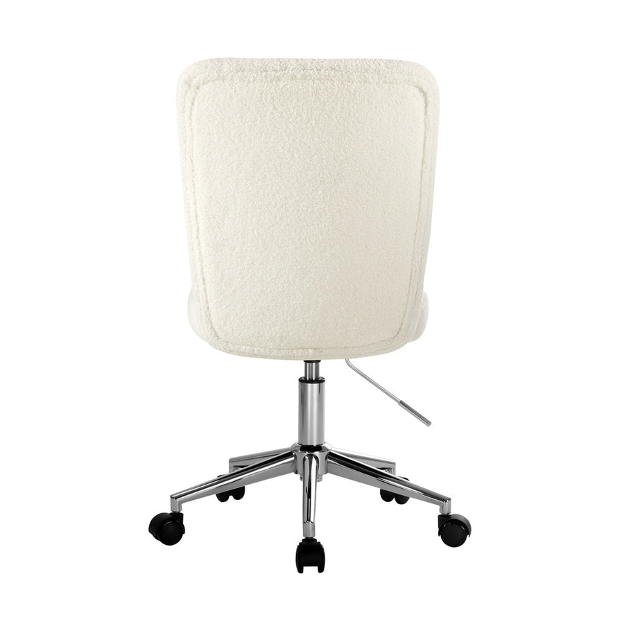 Oikiture High Back Armless Office Chair Boucle White&Silver, image 6