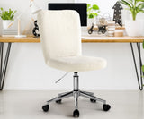 Oikiture High Back Armless Office Chair Boucle White&Silver
