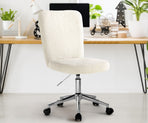 Oikiture High Back Armless Office Chair Boucle White&Silver, image 4