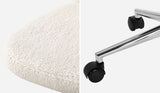 Oikiture High Back Armless Office Chair Boucle White&Silver - Close-Up Angle