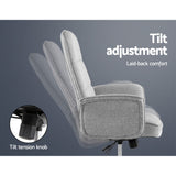 Artiss Fabric Office Chair Computer Chairs Grey - Rear View
