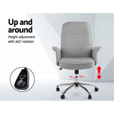 Artiss Fabric Office Chair Computer Chairs Grey - Close-Up Angle