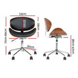 Artiss Wooden Office Chair Leather Seat Black - Front View