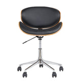 Artiss Wooden Office Chair Leather Seat Black - Side View