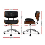 Artiss Wooden Office Chair PU Seat Black Brown, image 2