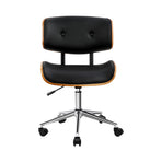 Artiss Wooden Office Chair PU Seat Black Brown, image 3