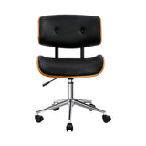 Artiss Wooden Office Chair PU Seat Black Brown - Side View
