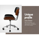 Artiss Wooden Office Chair PU Seat Black Brown, image 6