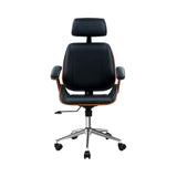 Artiss Wooden Office Chair Leather Seat Black - Side View
