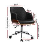 Artiss Wooden Office Chair Fabric Seat Black, image 2