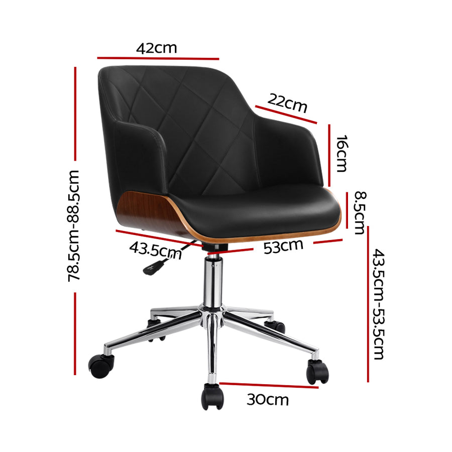 Artiss Wooden Office Chair Fabric Seat Black, image 2