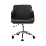 Artiss Wooden Office Chair Fabric Seat Black - Side View