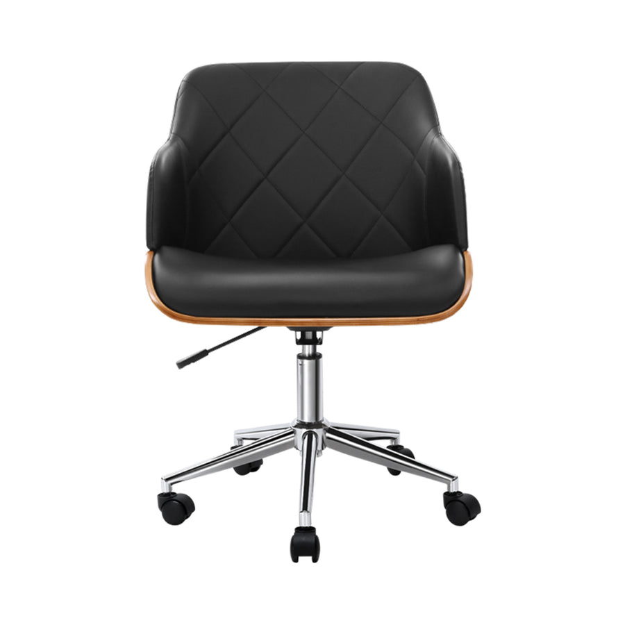 Artiss Wooden Office Chair Fabric Seat Black, image 3