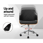 Artiss Wooden Office Chair Fabric Seat Black, image 4