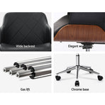 Artiss Wooden Office Chair Fabric Seat Black, image 5