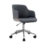 Artiss Wooden Office Chair Fabric Seat Grey - Low Angle