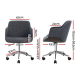 Artiss Wooden Office Chair Fabric Seat Grey - Front View