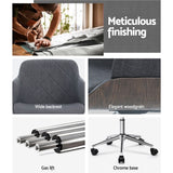 Artiss Wooden Office Chair Fabric Seat Grey - Rear View