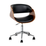 Artiss Wooden Office Chair Leather Seat Black - Low Angle