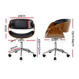 Artiss Wooden Office Chair Leather Seat Black - Front View
