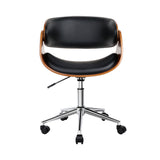 Artiss Wooden Office Chair Leather Seat Black - Side View