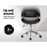 Artiss Wooden Office Chair Leather Seat Black - 45-Degree Angle