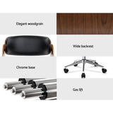 Artiss Wooden Office Chair Leather Seat Black - Rear View