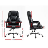 Artiss Executive Office Chair Leather Recliner Black - Front View