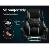 Artiss Executive Office Chair Leather Recliner Black - 45-Degree Angle