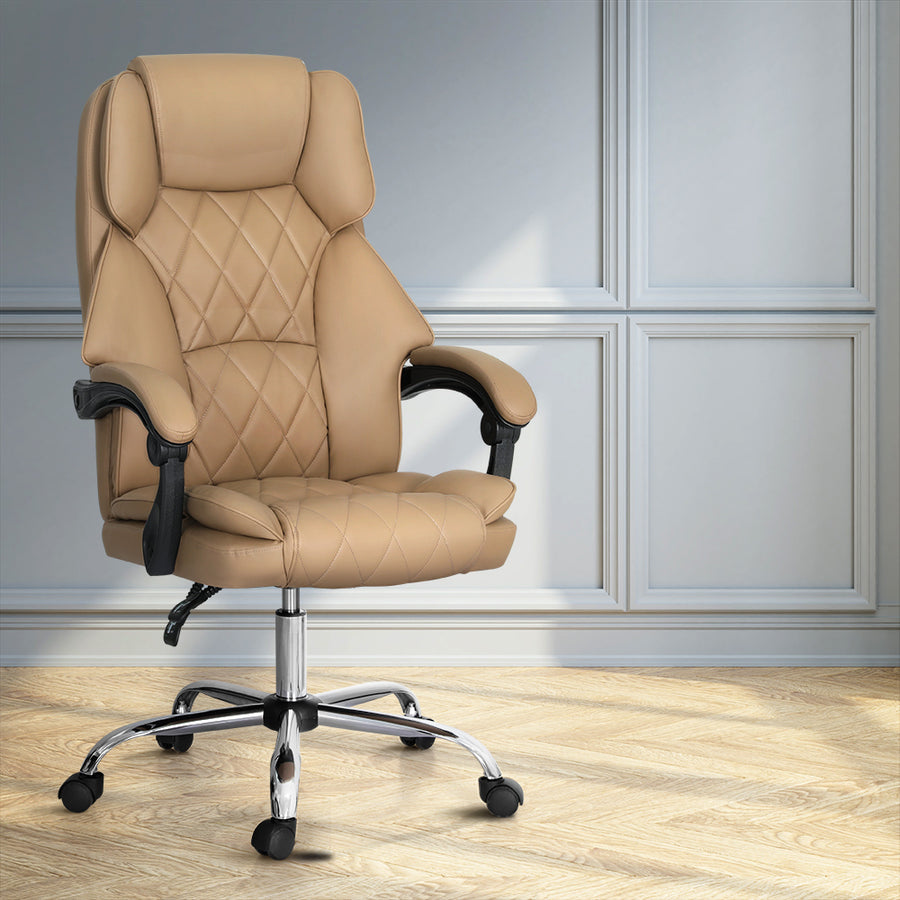 Artiss executive high-back office chair, espresso PU leather, reclining