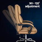 Artiss executive high-back office chair, espresso PU leather, reclining, gas lift height adjustment
