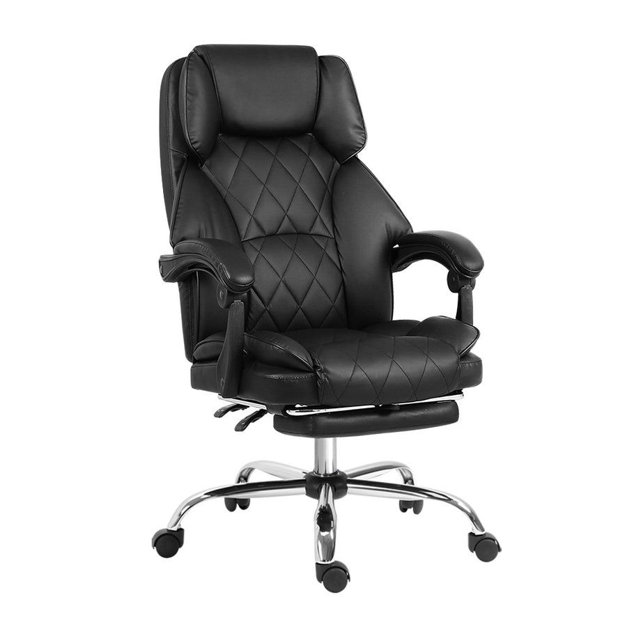 Artiss Executive Office Chair Leather Footrest Black, image 7
