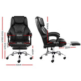 Artiss Executive Office Chair Leather Footrest Black - Front View